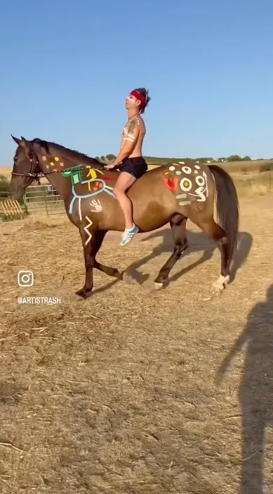 Caballo indio – street art in Barcelona: scene from the Art Is Trash video by Francisco de Pájaro