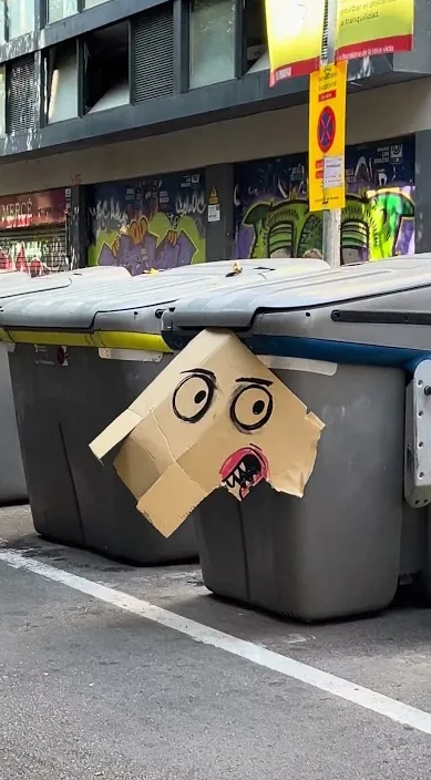 Calor – street art in Barcelona: scene from the Art Is Trash video by Francisco de Pájaro