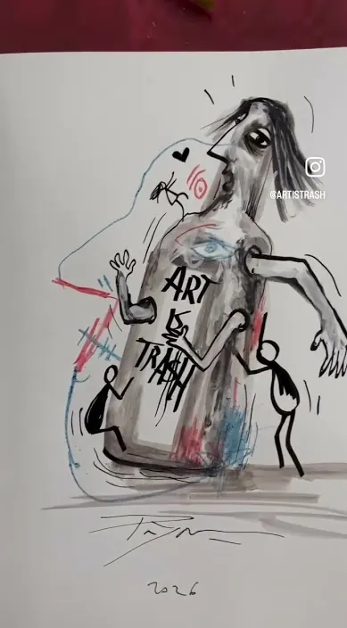 El tiempo – street art in Barcelona: scene from the Art Is Trash video by Francisco de Pájaro