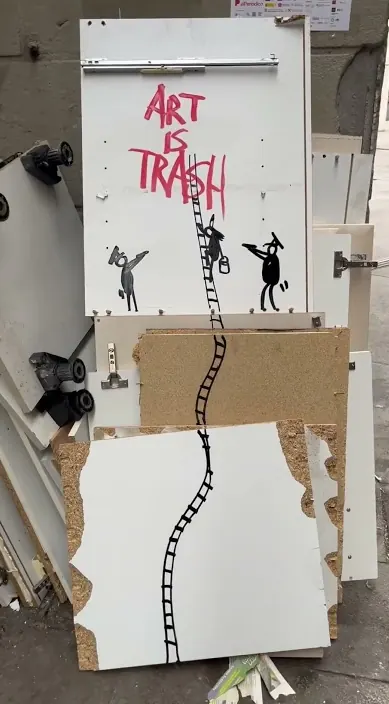 Staircase – street art in Barcelona by Art Is Trash